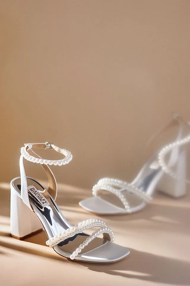 Badgley Mischka Feisty Block Heel with Pearls, Ivory