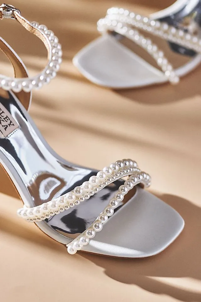 Badgley Mischka Feisty Block Heel with Pearls, Ivory