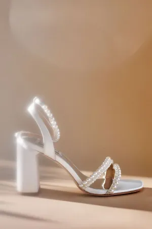 Badgley Mischka Feisty Block Heel with Pearls, Ivory