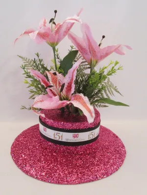 Kentucky Oaks Hot Pink Boater Style Hat Centerpiece