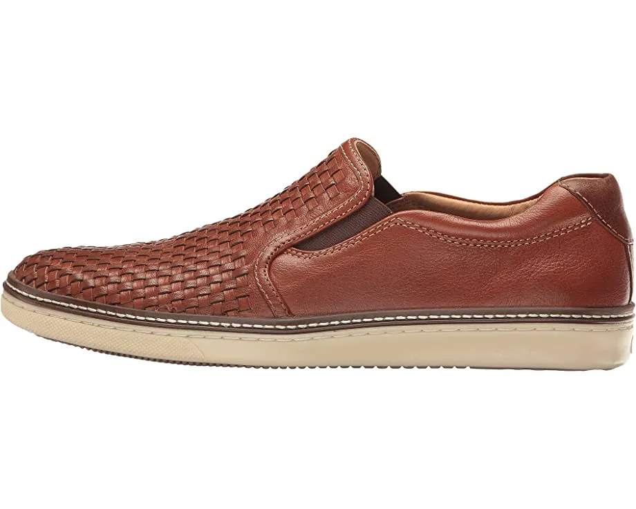 McGuffey Woven Casual Slip-On Sneaker Johnston & Murphy Full Grain Tan