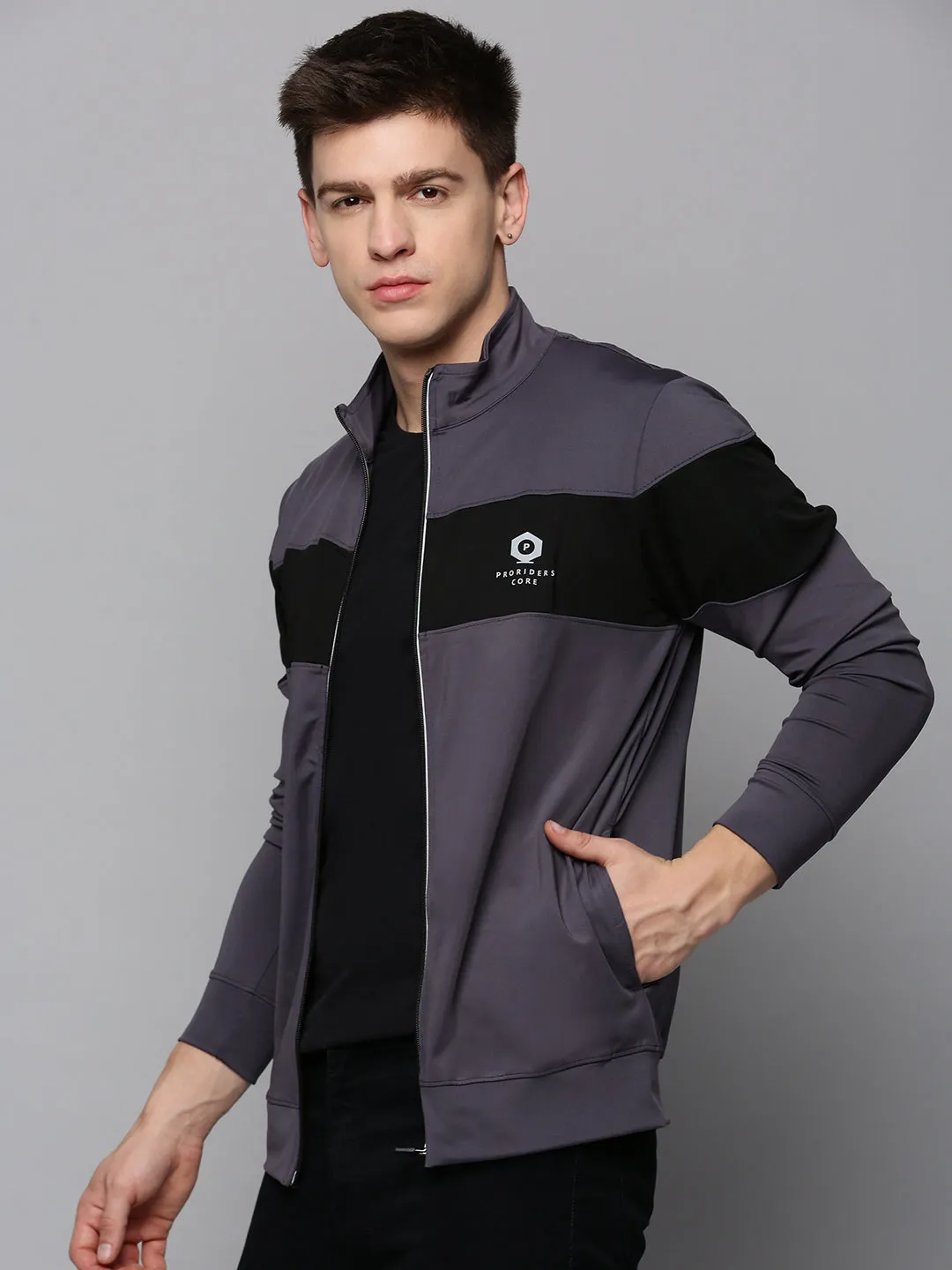 Men Grey Colourblock Sweatshirt