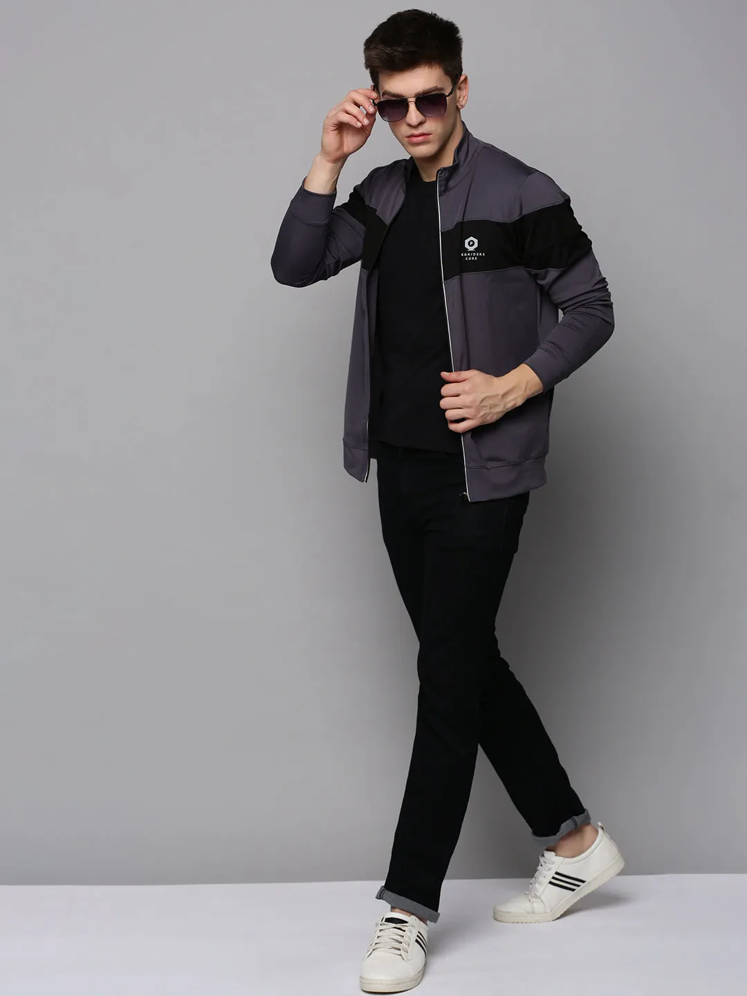 Men Grey Colourblock Sweatshirt