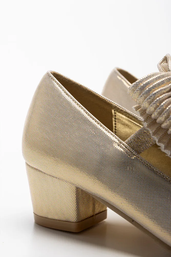 Pleated Bow Heel Gold