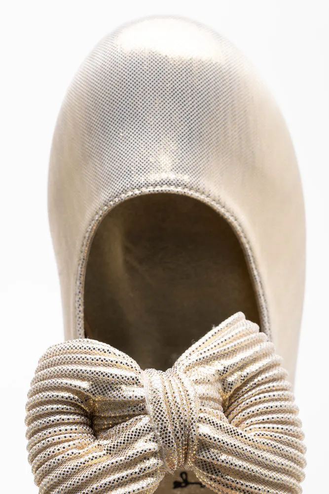 Pleated Bow Heel Gold