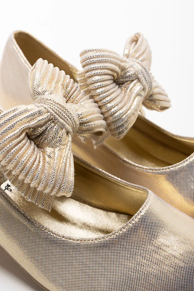 Pleated Bow Heel Gold