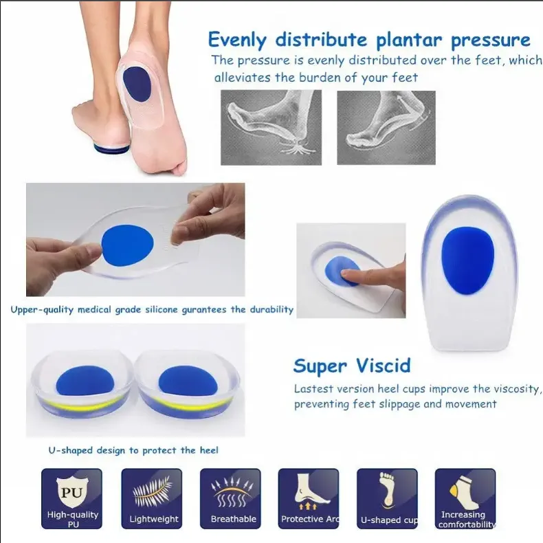 Silicone Healthy Heel Cups - 1 Pair