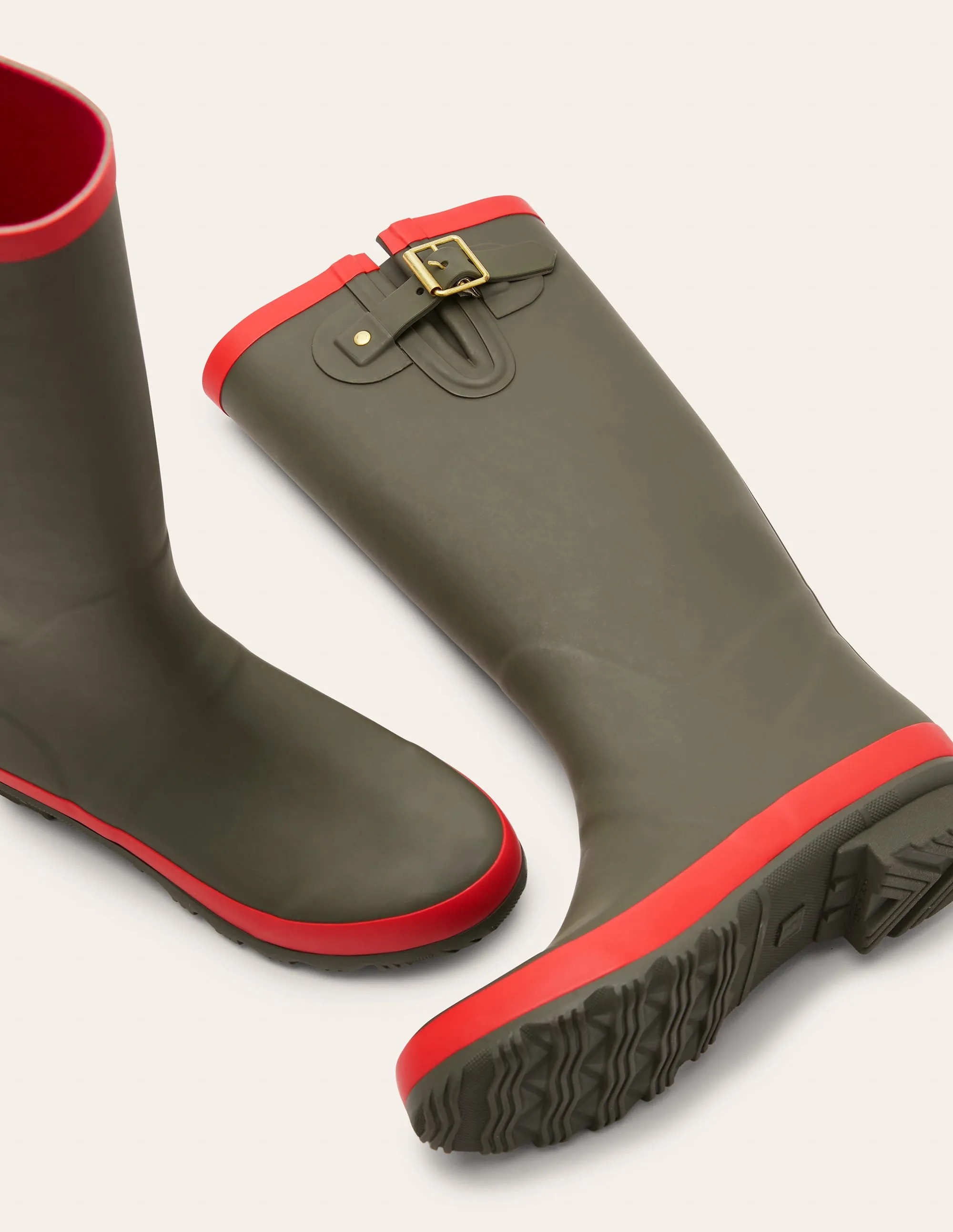 Wellington Boots-Classic Khaki/Cherry Red