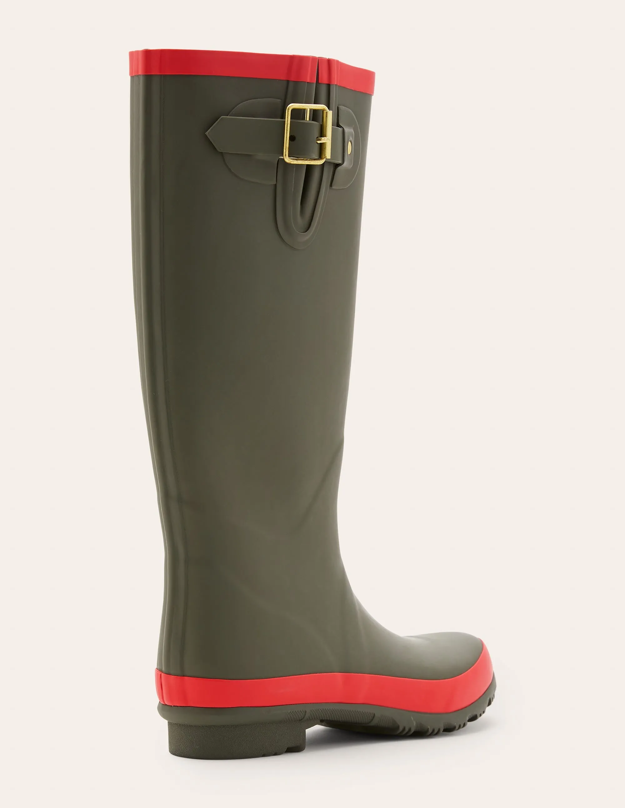Wellington Boots-Classic Khaki/Cherry Red