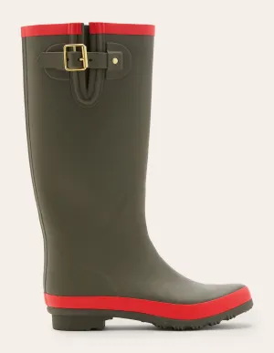 Wellington Boots-Classic Khaki/Cherry Red