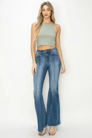 Wilma Size-Inclusive High Rise Front Seam Detailed Flare Jeans