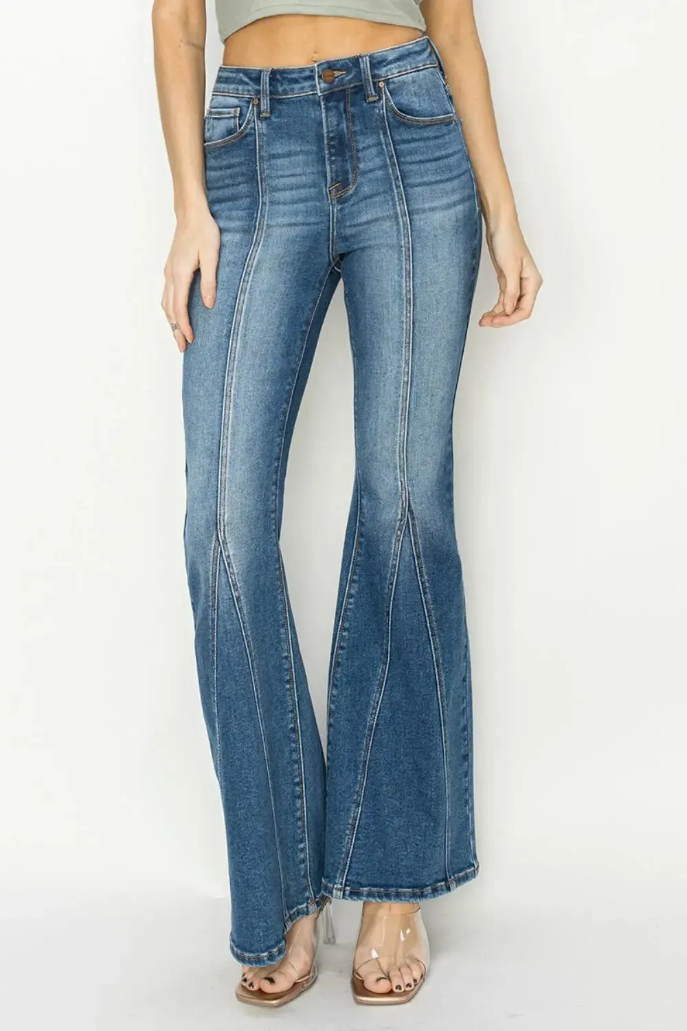 Wilma Size-Inclusive High Rise Front Seam Detailed Flare Jeans