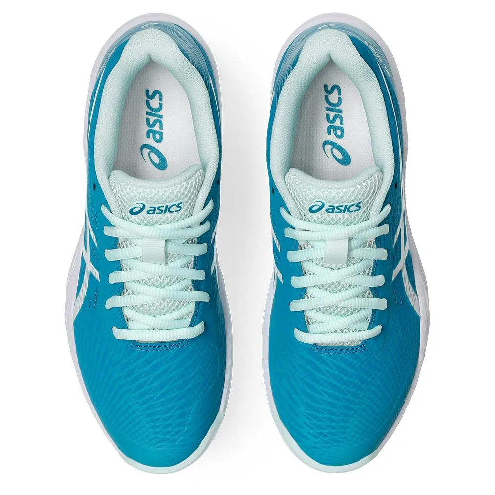 Womens Gel-Game 9 Tennis Shoes Teal Blue and White