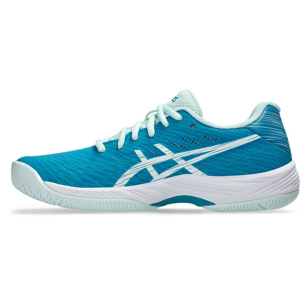 Womens Gel-Game 9 Tennis Shoes Teal Blue and White