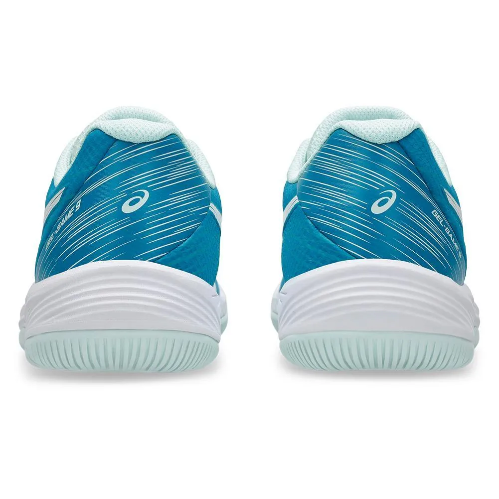 Womens Gel-Game 9 Tennis Shoes Teal Blue and White